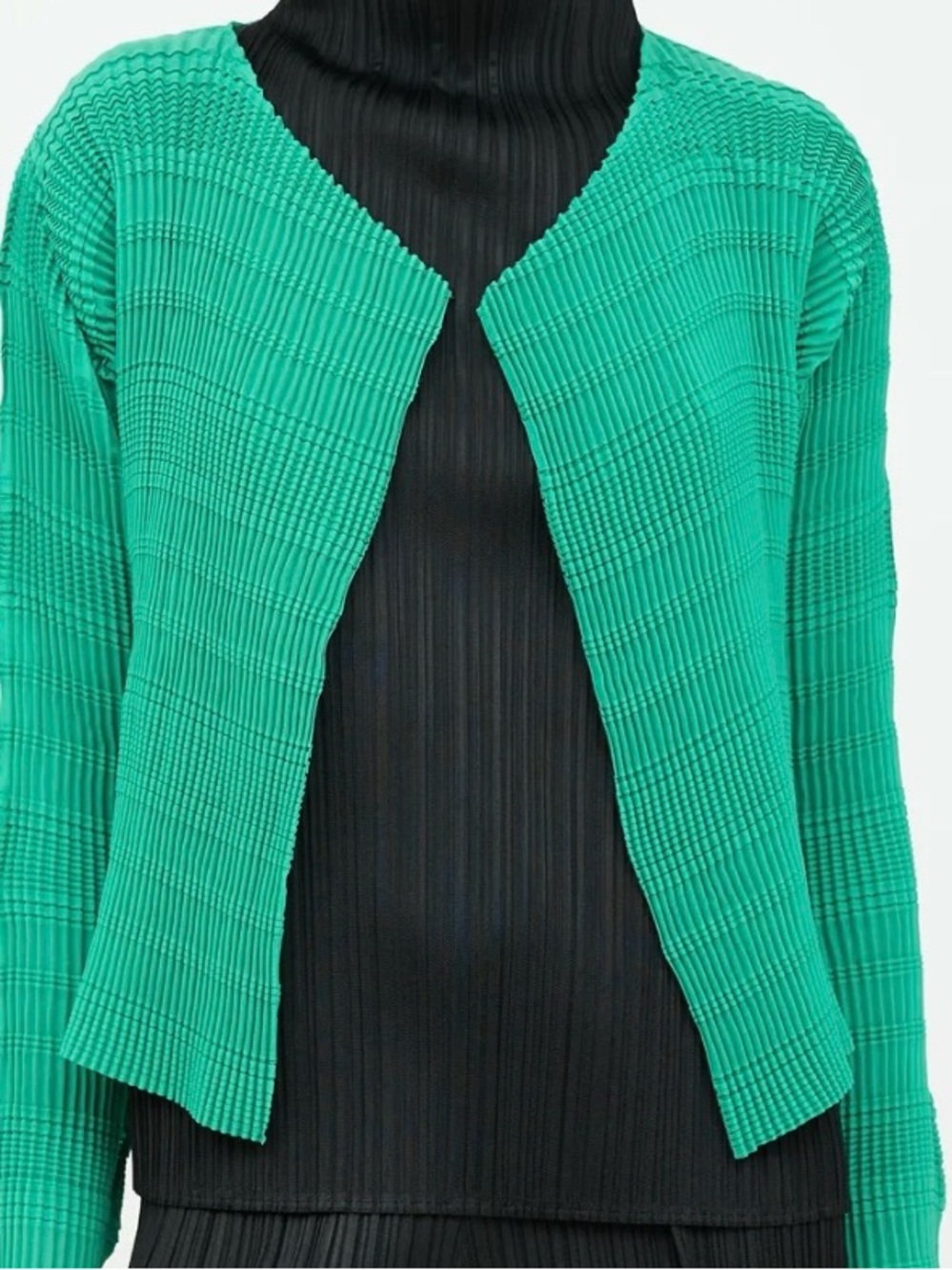 Issey Miyake Emerald Green Textured Open Cardigan
